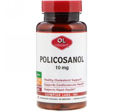 Olympian Labs Inc., Поликосанол, 10 мг, 60 растительных капсул