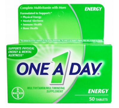 One-A-Day, Энергетик, мультивитаминный/мультиминеральный комплекс, 50 таблеток
