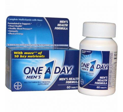 One-A-Day, One A Day Men's, формула здоровья для мужчин, мультивитамины/мультиминералы, 60 таблеток