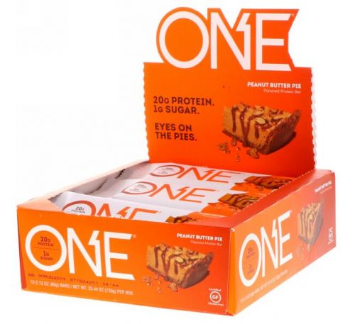 One Brands, Батончики One, со вкусом пирога с арахисовым маслом , 12 батончиков по 2.12 унции (60 г)