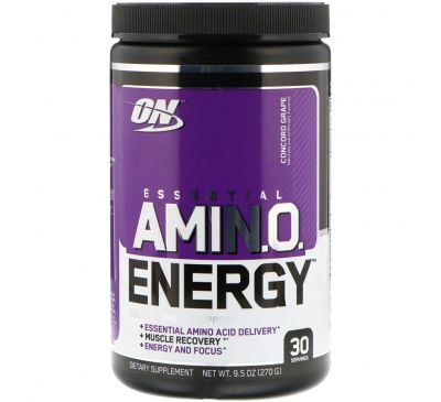 Optimum Nutrition, Essential Amin.O. Energy, виноград сорта "Конкорд", 9,5 унц. (270 г)