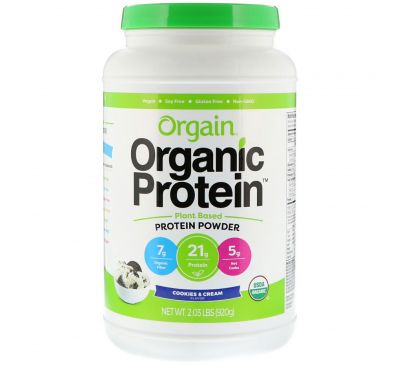 Orgain, Органический белок в порошке, растительного происхождения, печенье и сливки, 920 г