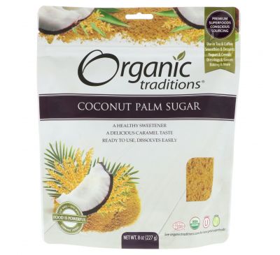 Organic Traditions, Кокосовый (пальмовый) сахар, 8 унций (227 г)
