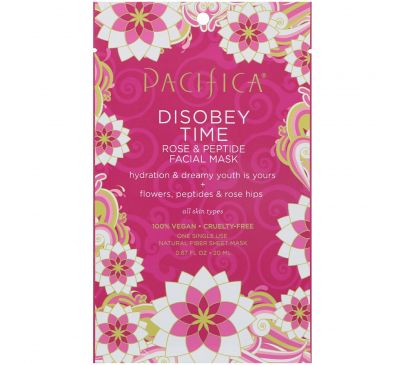 Pacifica, Disobey Time Rose & Peptide Facial Mask, 1 Mask, 0.67 fl oz (20 ml)