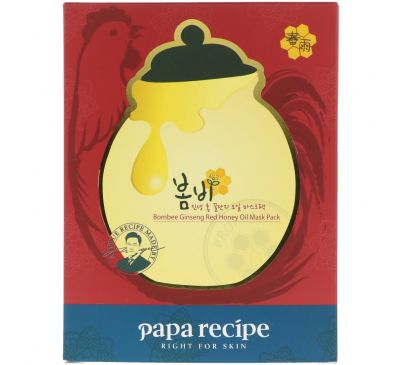 Papa Recipe, Улетный набор масок с женьшенем и красным медовым маслом, 10 масок, 20 г каждая
