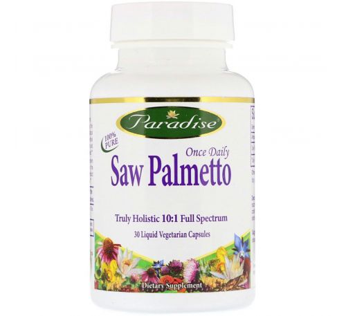 Paradise Herbs, Once Daily Saw Palmetto, 30 Liquid Vegetarian Capsules