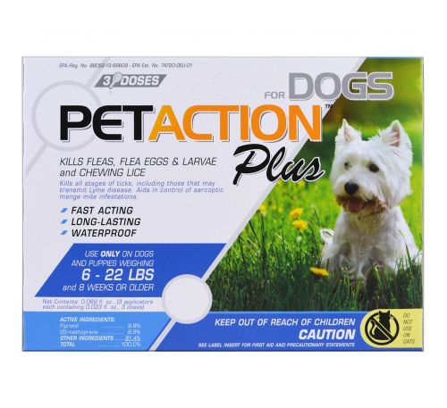 PetAction Plus, Для маленьких собак, 3 дозы - 0,023 ж. унц.