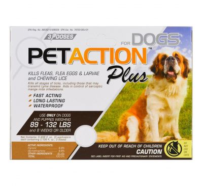 PetAction Plus, For Xlarge Dogs, 3 Doses - 0.136 fl oz Each