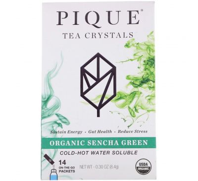 Pique Tea, Органический зеленый чай сенча, 14 пакетиков, 0,3 унц. (8,4 г)
