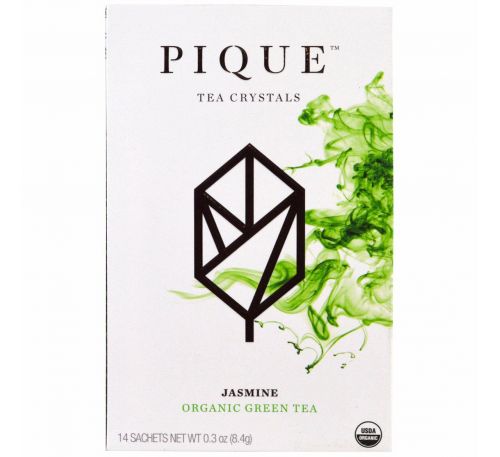 Pique Tea, Жасмин, органический зеленый чай, 14 пакетиков, 0,3 унции (8,4 г)