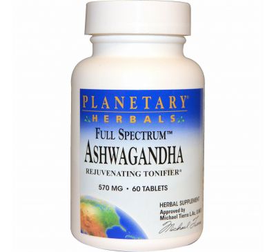 Planetary Herbals, Ашвагандха, полный спектр, 570 мг, 60 таблеток