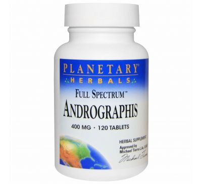 Planetary Herbals, Полный спектр, андрографис, 400 мг, 120 таблеток