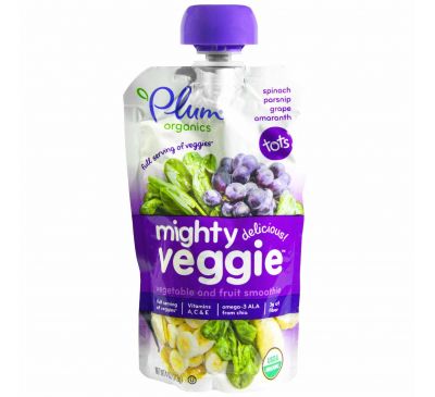 Plum Organics, Mighty Veggie, Veggie & Fruit Blend, 4 oz (113 g)