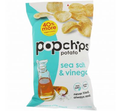Popchips, Картофельные чипсы с морской солью и уксусом, 5 унц. (142 г)