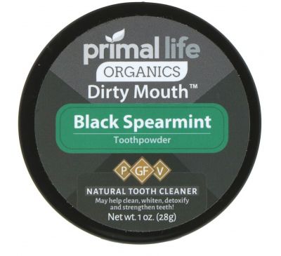 Primal Life Organics, Зубной порошок для грязного рта, черная сладкая мята, 1 унция (28 г)