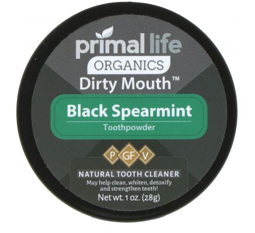 Primal Life Organics, Зубной порошок для грязного рта, черная сладкая мята, 1 унция (28 г)