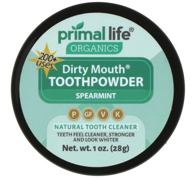 Primal Life Organics, Зубной порошок для грязного рта, сладкая мята, 1 унция (28 г)