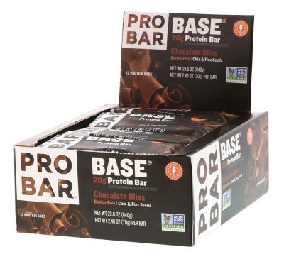 ProBar, Base, Protein Bar, Chocolate Bliss, 12 Bars, 2.46 oz (70 g) Each
