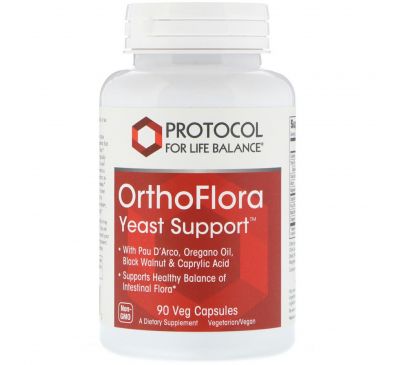 Protocol for Life Balance, Дрожжевая поддержка OrthoFlora, 90 вегетарианских капсул