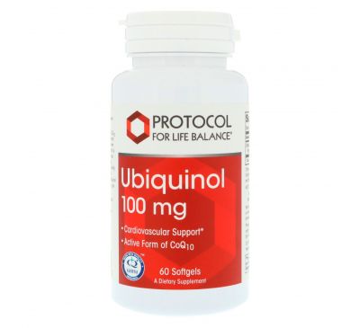 Protocol for Life Balance, Убихинол, 100 мг, 60 мягких таблеток