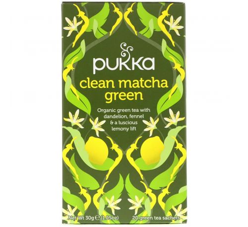 Pukka Herbs, Зеленый чай маття, 20 пакетиков зеленого чая, 1,5 г (0,05 унций) каждый