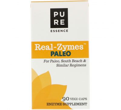 Pure Essence, Real-Zymes, палеодиета, 90 капсул в растительной оболочке