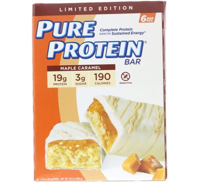 Pure Protein, Maple Caramel Bar, 6 bars, 1.76 oz (50 g) Each