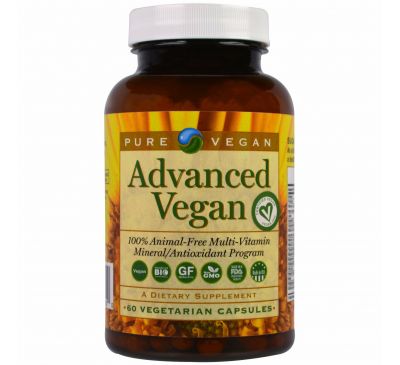 Pure Vegan, Advanced Vegan, 60 вегетарианских капсул