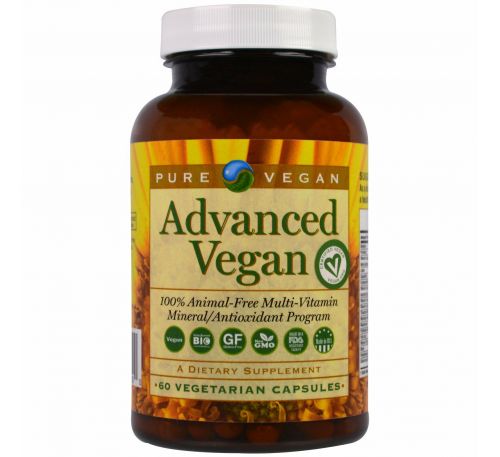 Pure Vegan, Advanced Vegan, 60 вегетарианских капсул