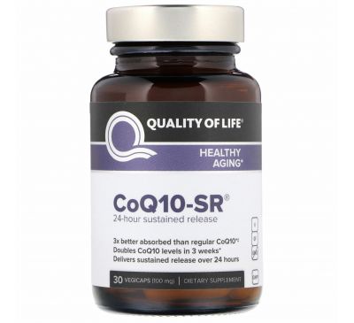 Quality of Life Labs, CoQ10-SR, 100 mg, 30 Vegicaps