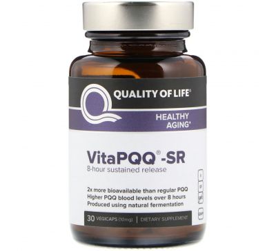 Quality of Life Labs, "VitaPQQ -SR", пищевая добавка с пирролохинолинхиноном замедленного высвобождения, 30 капсул в растительной оболочке