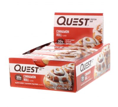 Quest Nutrition, Protein Bar, Cinnamon Roll, 12 Bars, 2.12 oz (60 g) Each