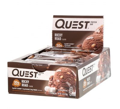 Quest Nutrition, Protein Bar, Rocky Road, 12 Bars, 60 г (2,1 унции) каждый
