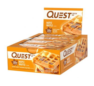 Quest Nutrition, Протеиновый батончик, кленовые вафли, 12 шт, 2,12 унции (60 г) каждый