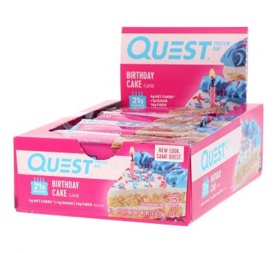 Quest Nutrition, Quest Protein Bar, Birthday Cake, 12 Pack, 2.12 oz (60 g) Each