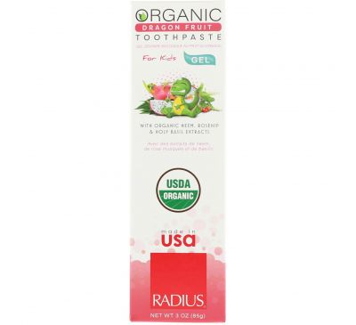 RADIUS, Органическая зубная паста-гель, для детей, питайя, 3 унц. (85 г)