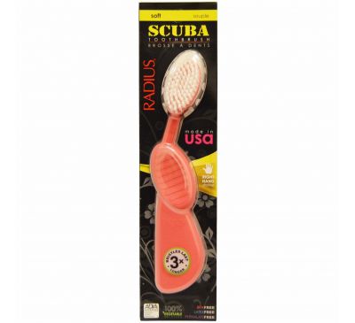 RADIUS, SCUBA Toothbrush, Right Hand, Soft, Pink, 1 Toothbrush