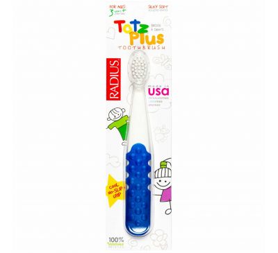 RADIUS, Зубная щетка Totz Plus для детей от 3 лет, белая/синяя, 1 шт.