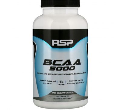 RSP Nutrition, BCAA 5000, 5000 мг, 240 капсул