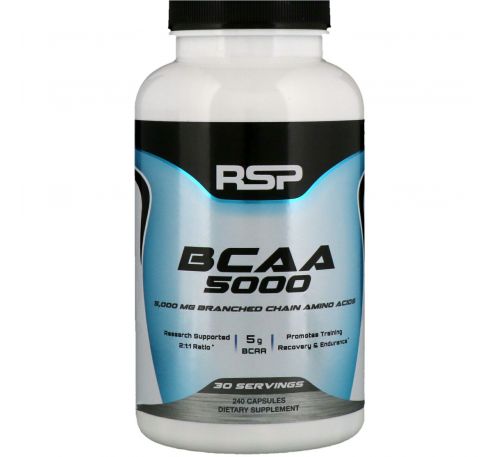 RSP Nutrition, BCAA 5000, 5000 мг, 240 капсул