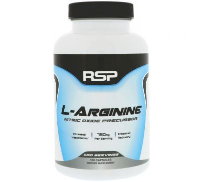 RSP Nutrition, L-Arginine, Nitric Oxide Precursor, 750 mg, 100 Capsules