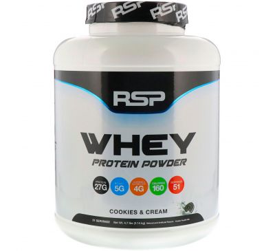 RSP Nutrition, Сывороточный протеин в виде порошка, печенье со сливками, 4,7 фунта (2,14 кг)