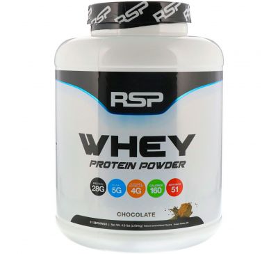 RSP Nutrition, Сывороточный протеин в виде порошка, шоколад, 4,6 фунта (2,09 кг)