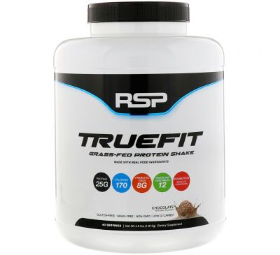 RSP Nutrition, TrueFit, Grass-Fed Protein Shake, Chocolate, 4 lbs (1813 g)