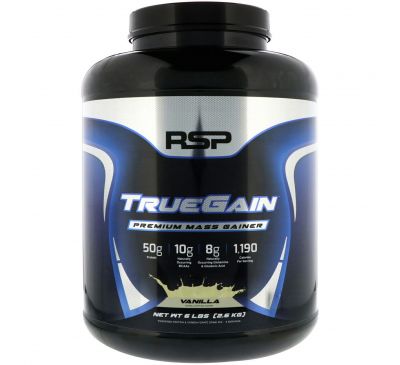 RSP Nutrition, TrueGain Premium Mass Gainer, Vanilla, 6 lbs (2.6 kg)