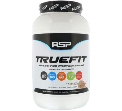 RSP Nutrition, Truefit, Протеиновый коктейль из молочных продуктов, полученных от коров на свободном выпасе, Шоколад, 2,11 фунта (960 г)