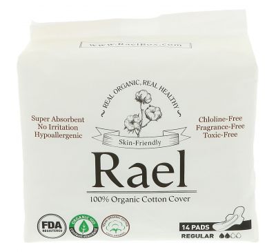 Rael, Органические ультра тонкие прокладки, Нормальные, 14 прокладок