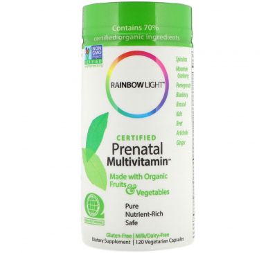 Rainbow Light, Сертифицированные органические мультивитамины для беременных, 120 вегетарианских капсул