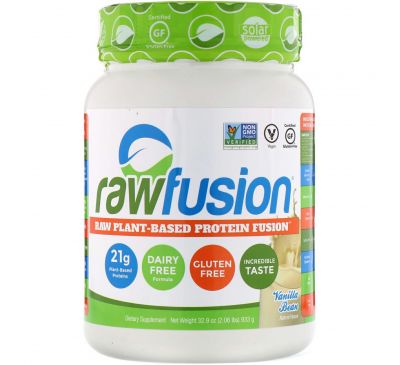 RawFusion, Raw Plant-Based Protein Fusion, Vanilla Bean, 2.06 lbs (933 g)