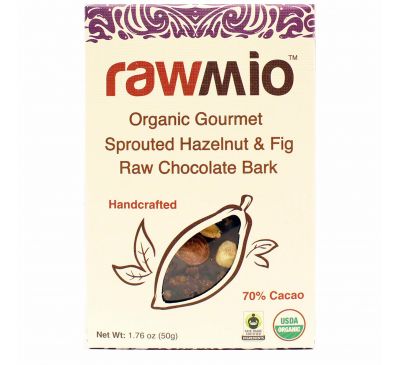 Rawmio, Organic Gourmet фундук и инжир с "сырым" шоколадом, 1.76 унции (50 г)
